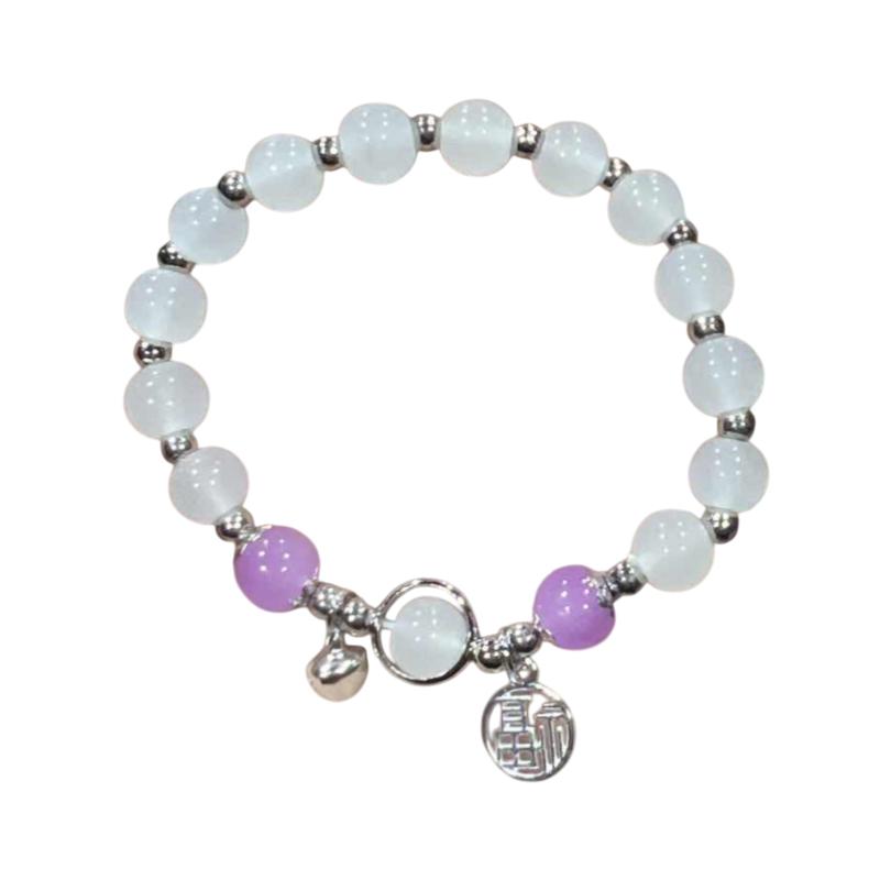 Fashion Beaded Bracelet Women Romance Cat Eye Stone Charm Bangle Imitation Moonstone Wrist Chain Jewelry For Girlfriend Gift