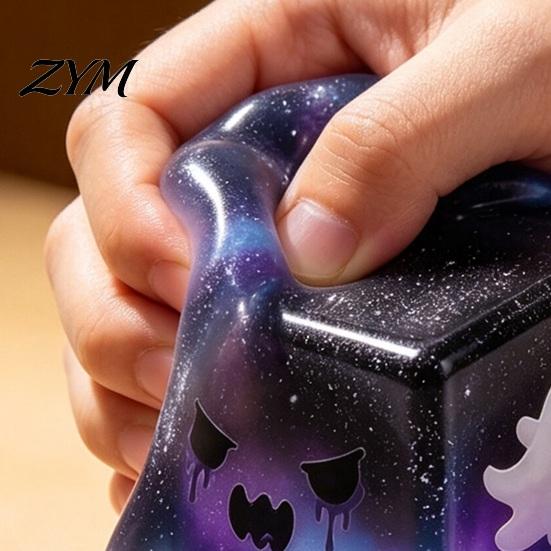 Unique Board Game Dice Accessories Halloween Ghost Squeeze Cube, Glitter Slow Rising Fidget Toy, Rebound Pinch Toys Soft Decompression Sensory Toy for