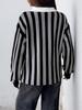 2025 Autumn/Winter Women's Retro Striped Knit Sweater with Lapel