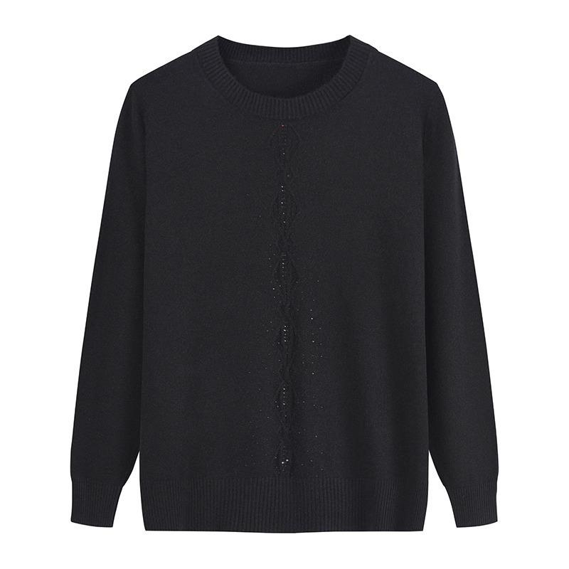 Women's Autumn/Winter Semi-High Neck Top: New Elastic Solid Color Sweater for Middle-Aged and Elderly