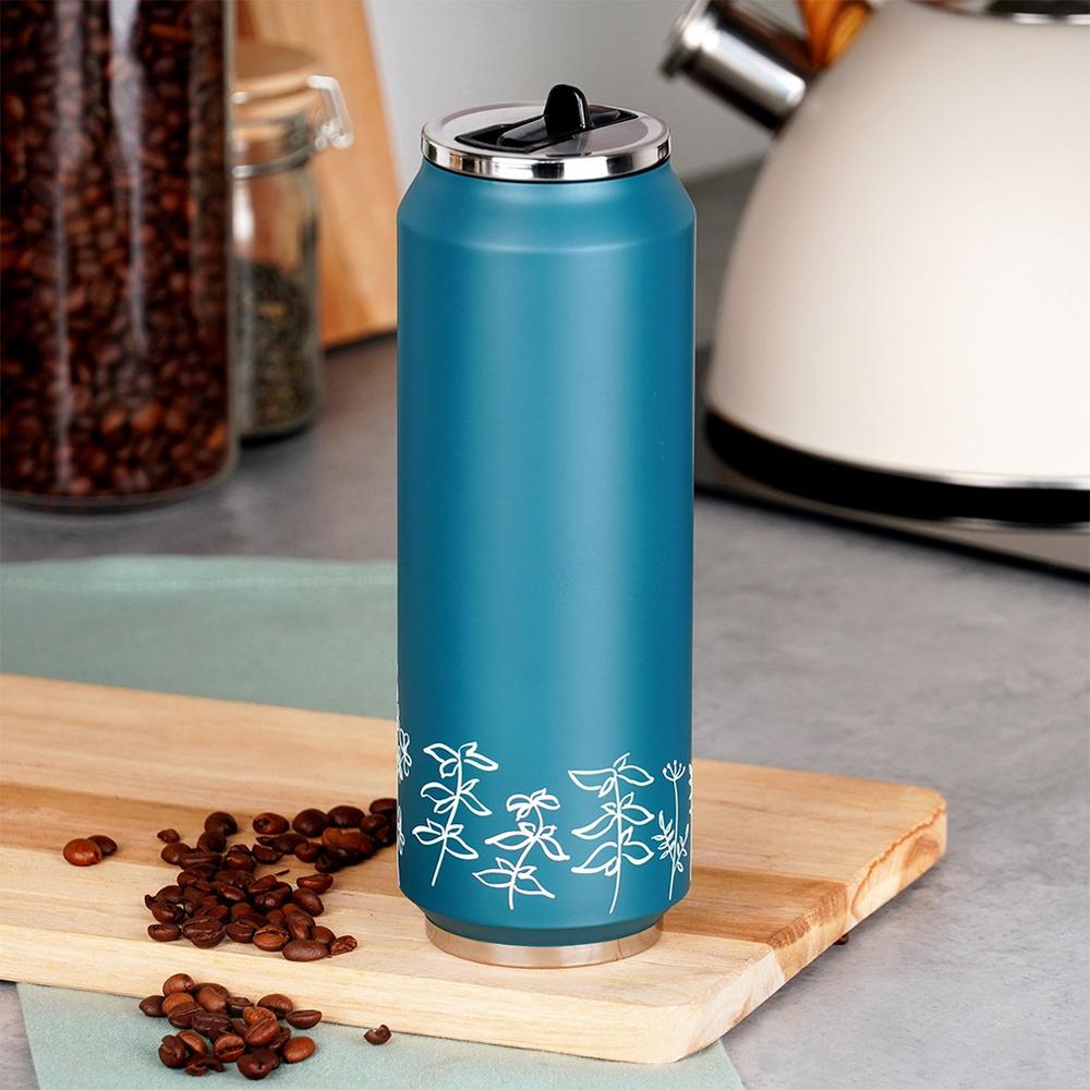 Kubek Termiczny Puszka Termos Bidon na Napoje Ciepłe Zimne Niebieski 0,7L