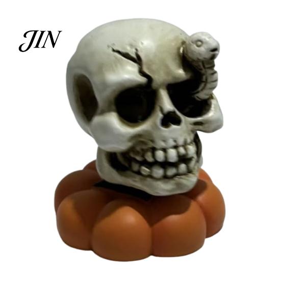 Collectible Halloween Figures Spooky Figurine, Small Resin Rotating Ghost Skull Pumpkin Gravestone Decorative Centerpieces Statue, Tabletop