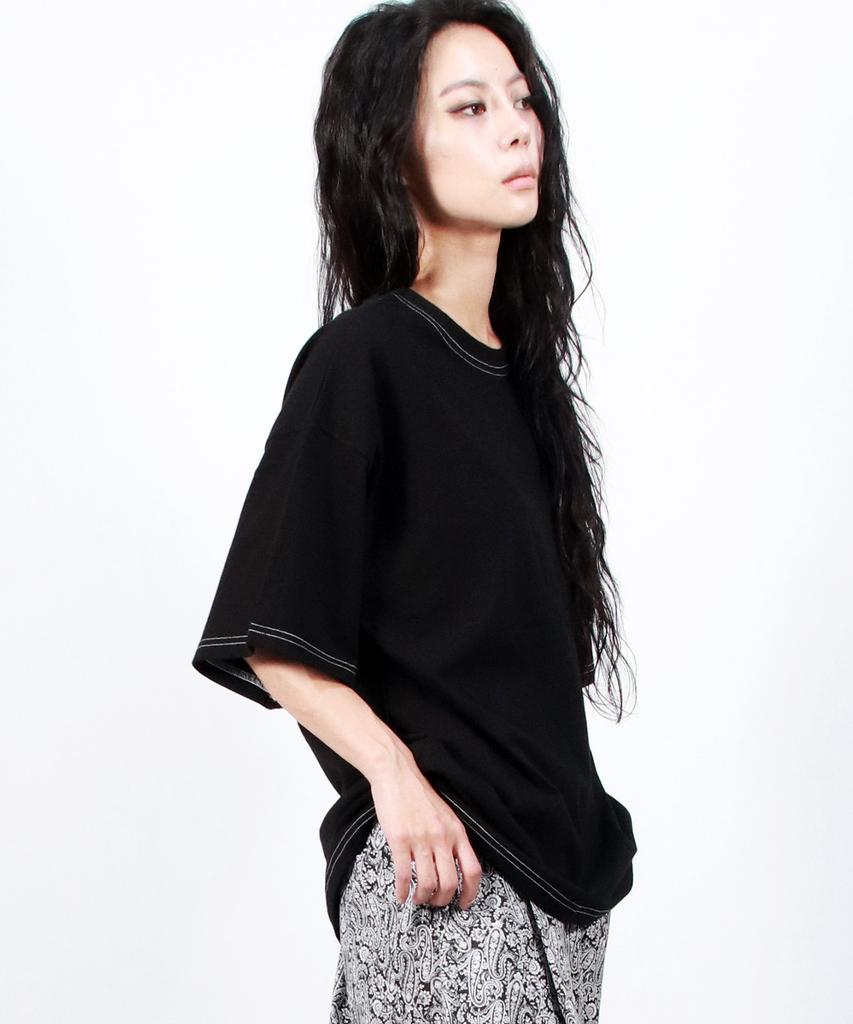 Deumakeu Outstitch Boxy Short Sleeve Tee - Black
