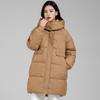 Winter Warm Women's Hooded Puffer Coat Mid Length Stand Collar Removable Thickened Down Cotton Jacket