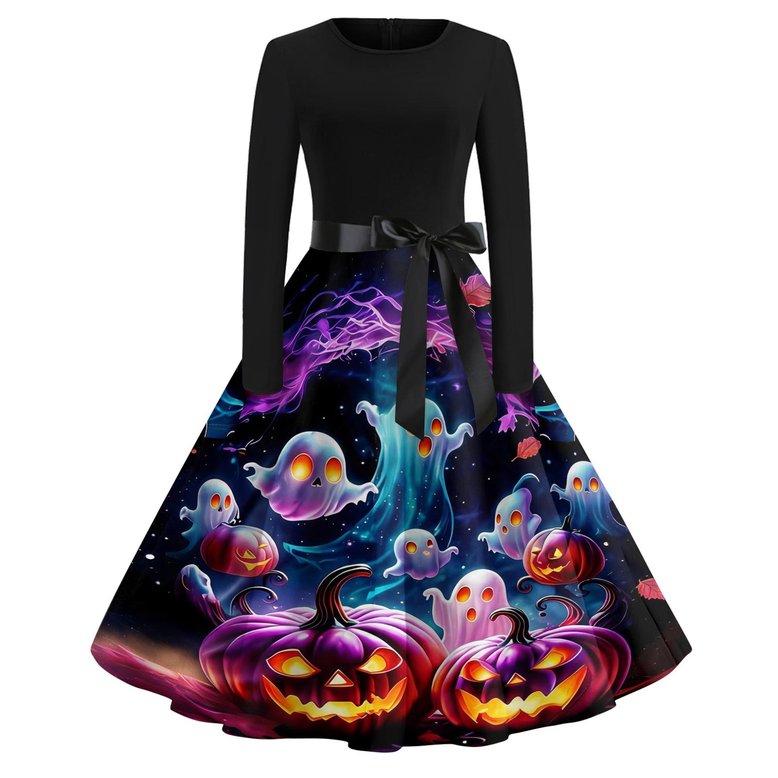 Women s Halloween Costume Dress Short Sleeve Fashion Party Dress for Evening Events XL чёрный