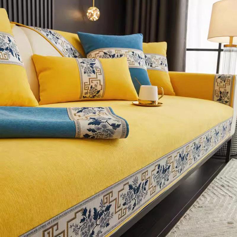 New Chinese Style Chenille Sofa Cover for All Seasons Living Room Decor Non-slip Sofa Seat Cushion Sofa Towel Couch Slipcover