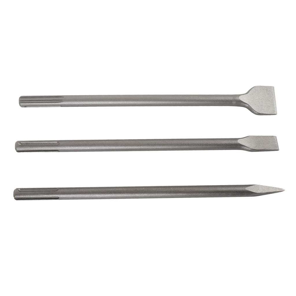 3 Piece Chisel Set Point Flat Scaling Chisel Rotating Hammer Drill Attachments for Concrete Stone