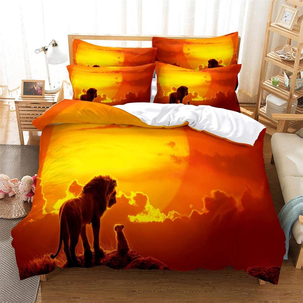 Lion Head Black Backdrop Duvet Cover Set Queen King Size 3 Piece Bedding With 2 Pillow Shams