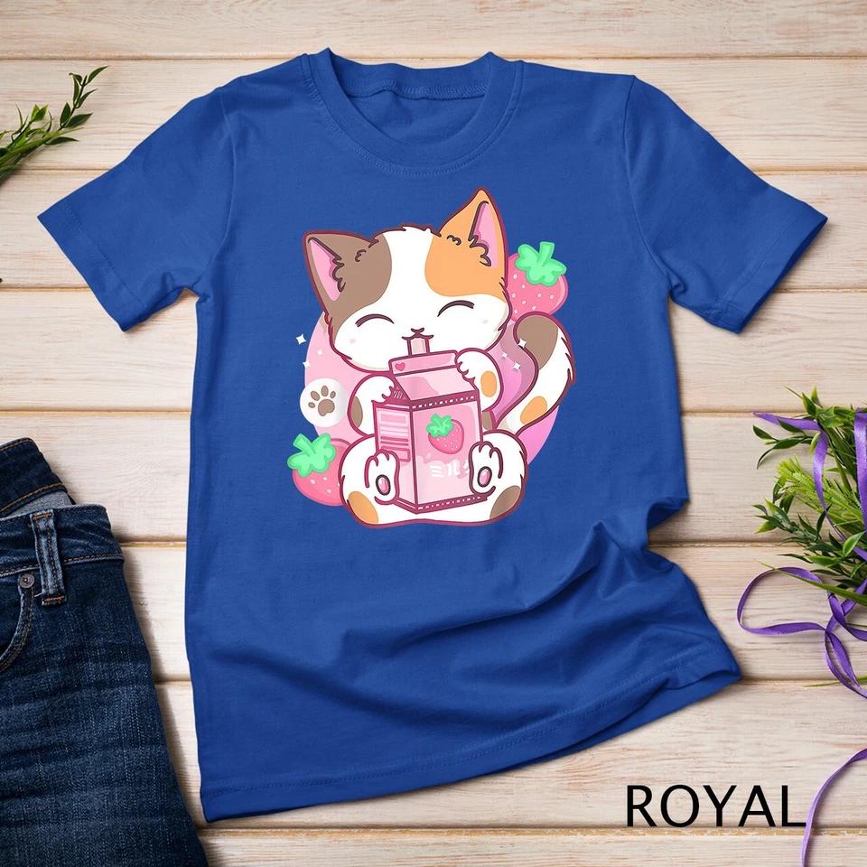 Strawberry Shake Strawberry Milk Cat Kawaii Neko Anime Girls Unisex T-shirt 9 L
