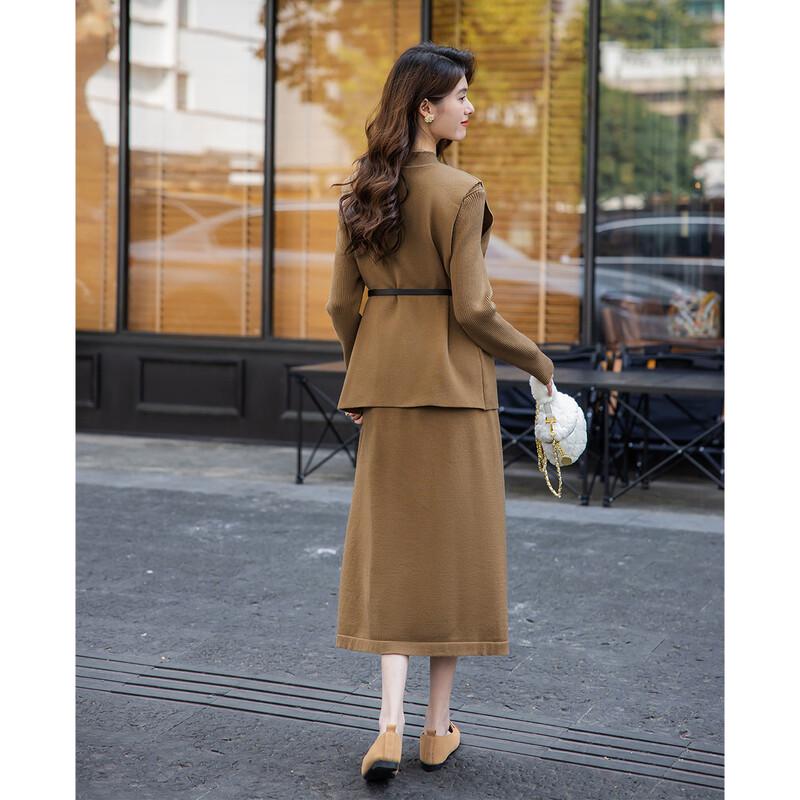 Old Money Style Spring Vest & Dress Two-Piece Set