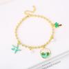 Gold-Plated Starfish Coconut Tree Flower Copper Bead Chain Bracelet Fashion for Women Girls Party Vacation Beach Jewelry Gift