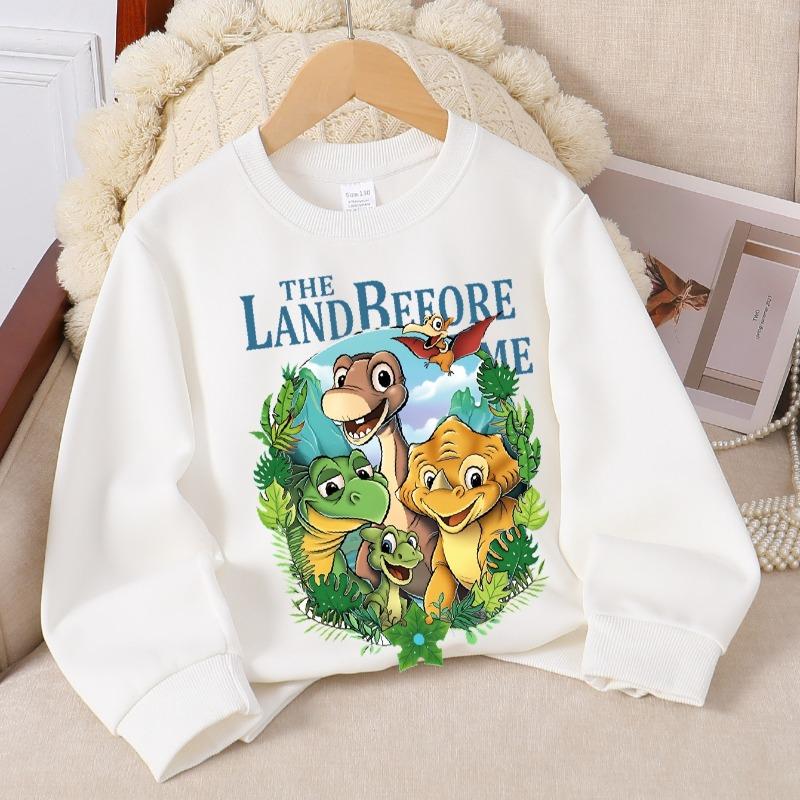 Kinder Crewneck Longsleeve Sweatshirt, Dinosaurus Avontuur Jungle Prehistorische Vrienden Print