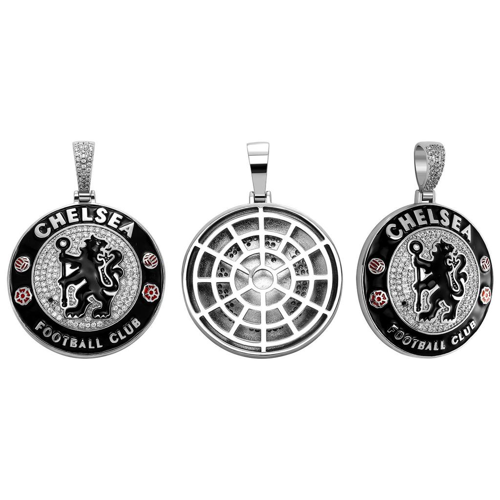 European & American Hip-Hop Football Club Badge Pendant with Colorful Drip Oil - Fan Commemorative Medal Necklace