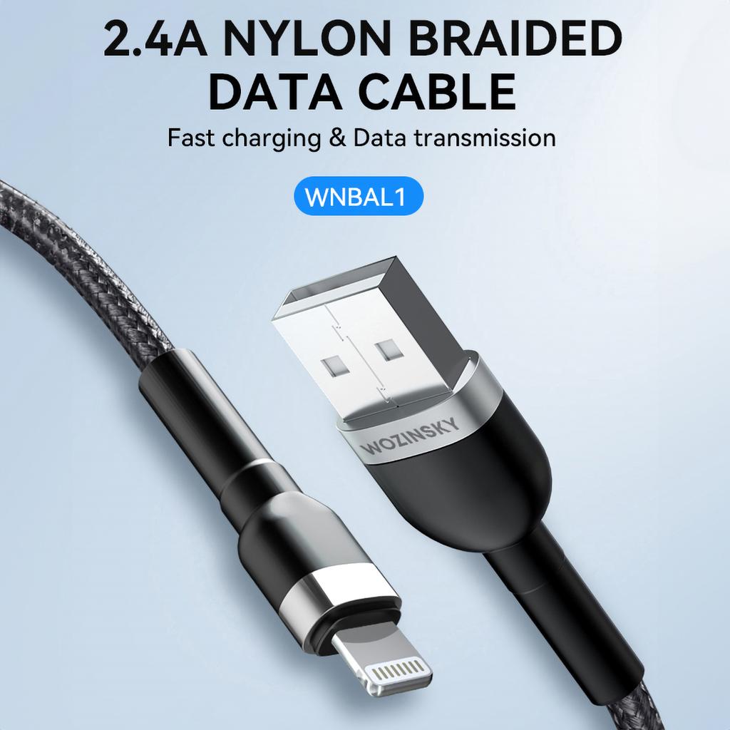 Braided Cable for iPhone USB-A - Lightning 2.4A 1m Black