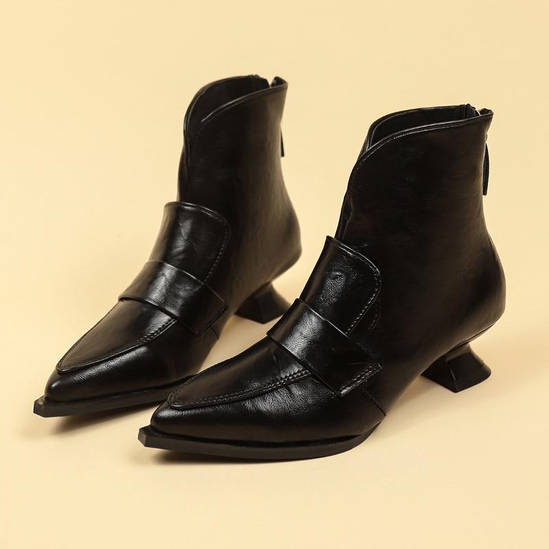Fashion Fashion Booties Autumn New Pointed Toe Rear Zipper Anti-Slip Wear-Resistant Alien Follower Boots