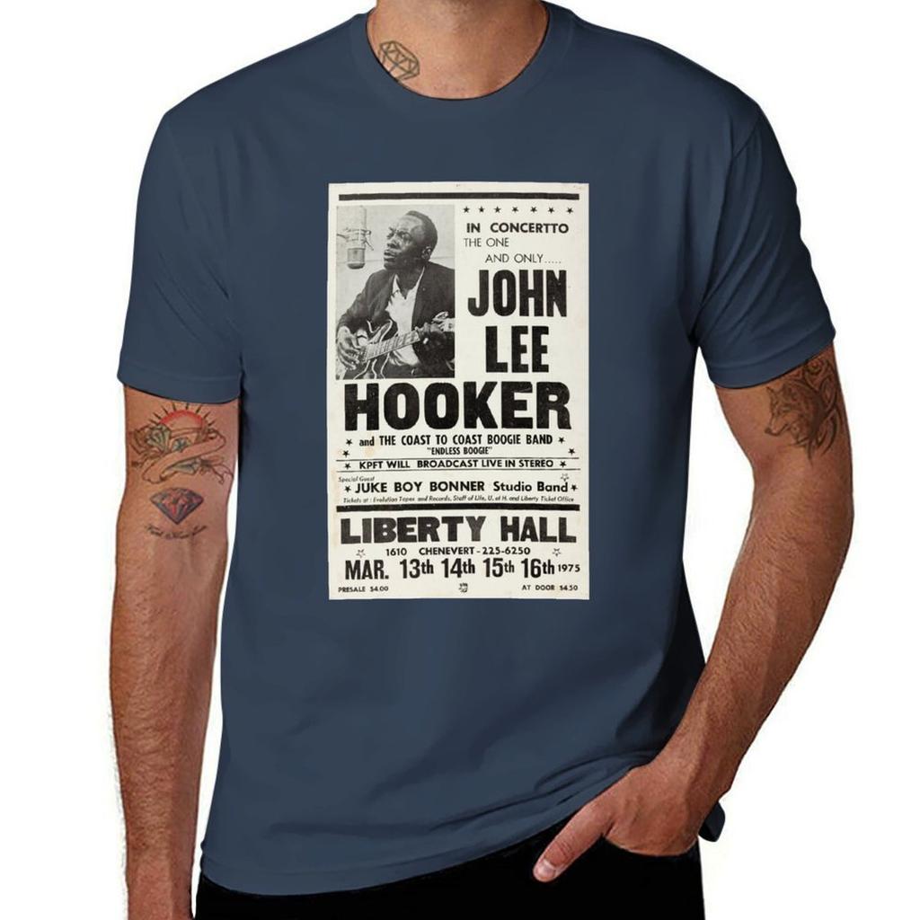 John Lee Hooker Blues Concert Poster Tshirt Casual Light Summer Short Sleeve Top Tshirt