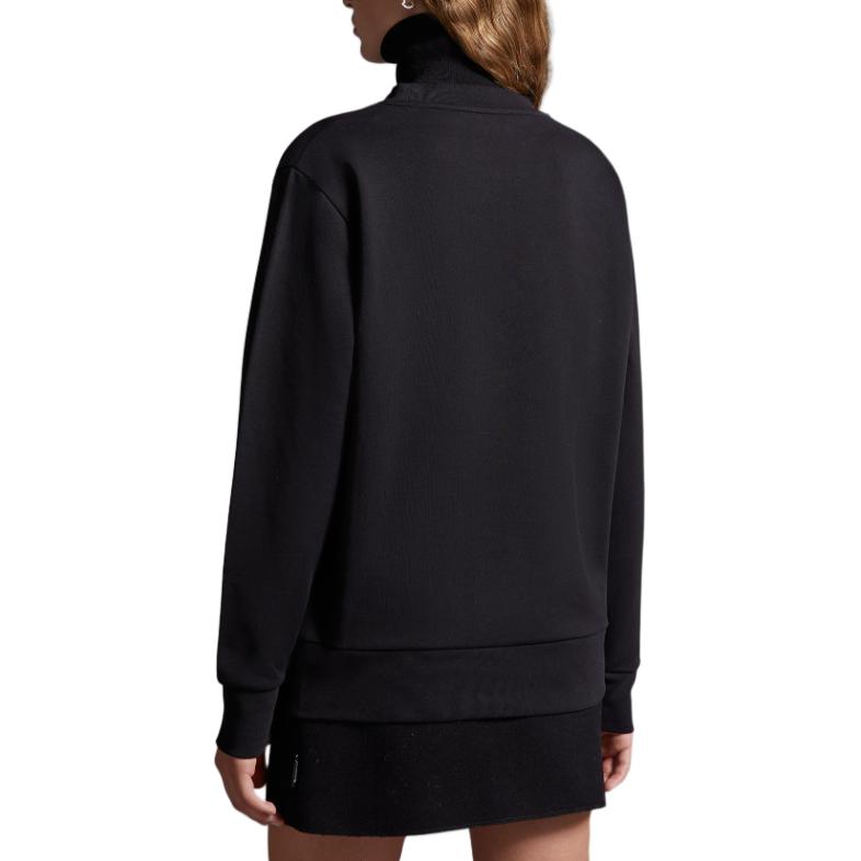 Moncler Monochrome Crystal Logo Crew Neck Long Sleeve Sweatshirt Women sweatshirt Black 8G00053899TR999