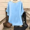 Women Loose Fit Short Sleeve Pullover Top with Round Neck and Decorative Button Casual Basic Blouse for Daily Wear