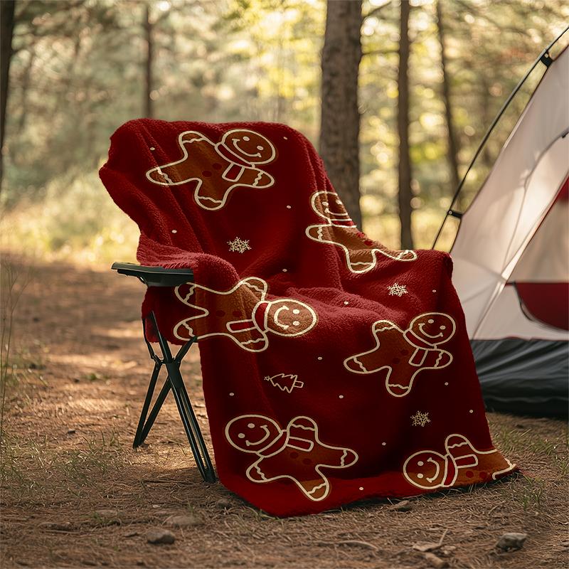 Christmas gingerbread man Theme Printed Blanket - Perfect for Couch, Bed, Travel & Outdoor Use | Machine Washable, Cozy & Durable.
