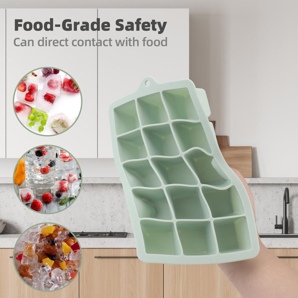 Ice Cube Tray, Easy-Release Silicone Large Ice Moulds with Removeable Lids