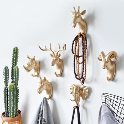 3D Animal Head Wall Hanger Resin Door Back Hat Coat Hanging Hook Home Decor