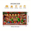 2D flat 1pc Santa Claus and Elves Workshop garage door banner - Holiday Christmas scene with train, holiday decoration