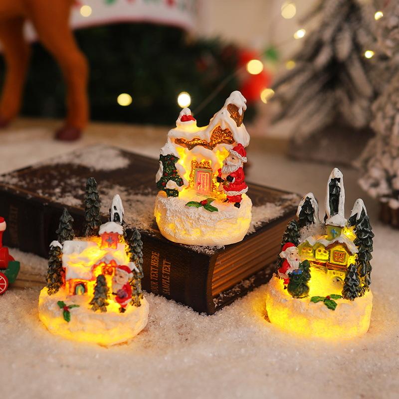 Christmas resin gingerbread house small house Santa Claus snowman micro landscape resin ornaments Christmas decorations ornaments