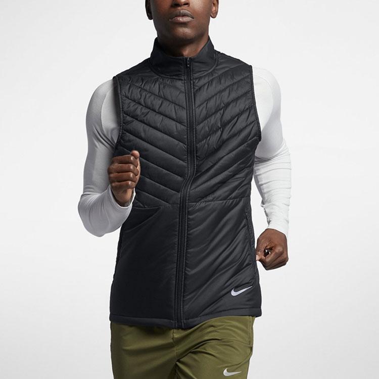 Nike Aerolayer Thermisch Abweisend Durchgehender Reißverschluss Schwarze Laufweste Herren CJ5478-010