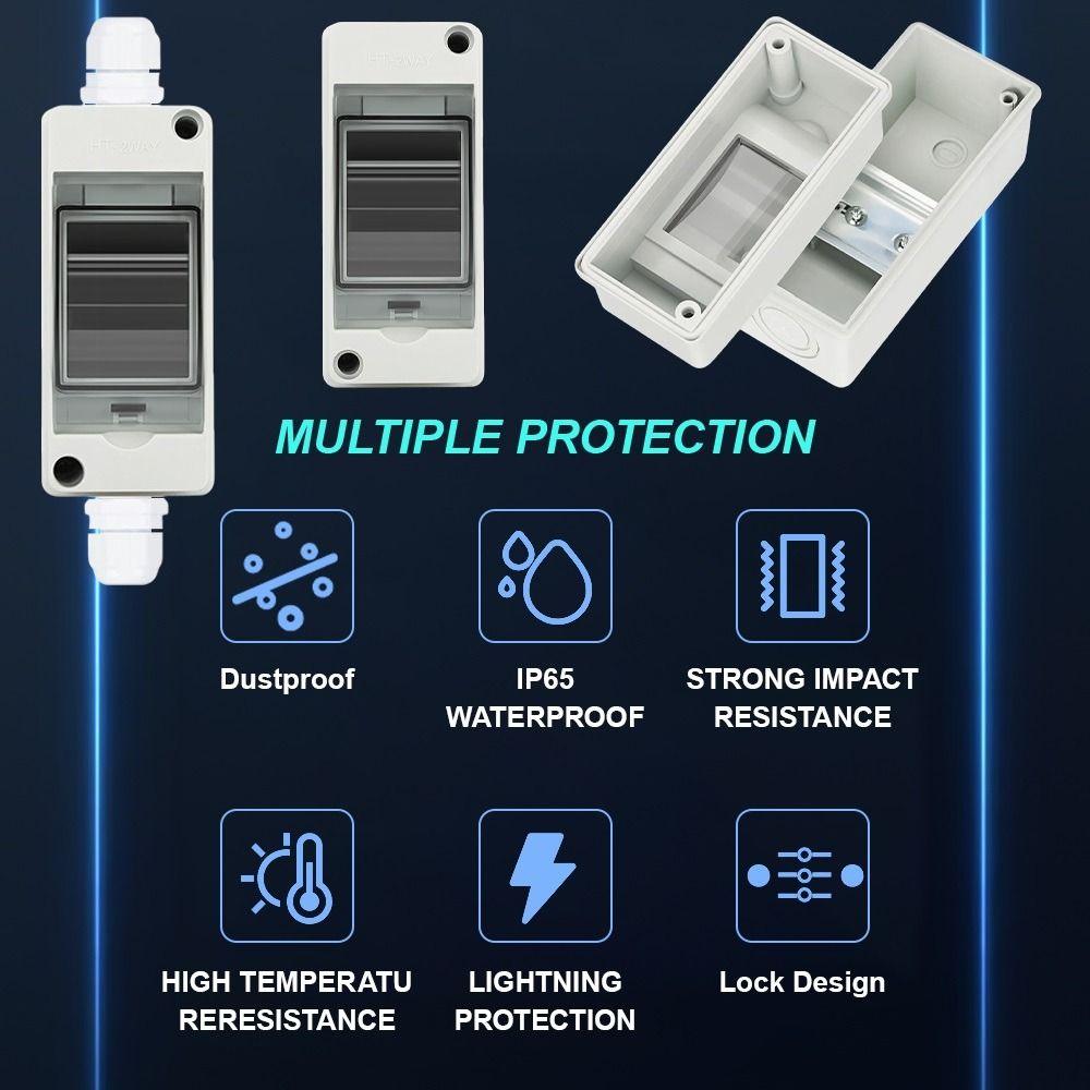 1Pcs 2 Way Waterproof Distribution Box IP65 Waterproof MCB Protection Box  for 2P Breaker