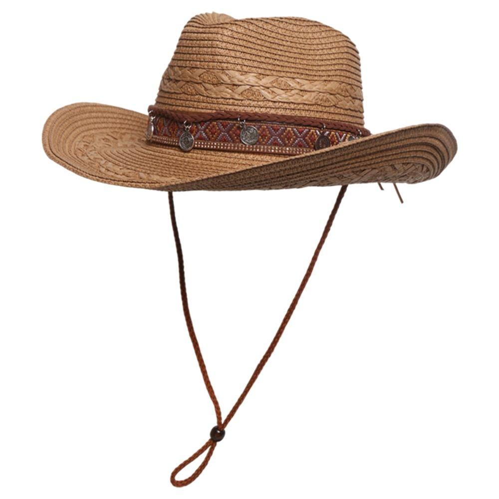 Woven Western Cowboy Hat Ethnic Style Panama Cap Fashion Summer Hat Fishing