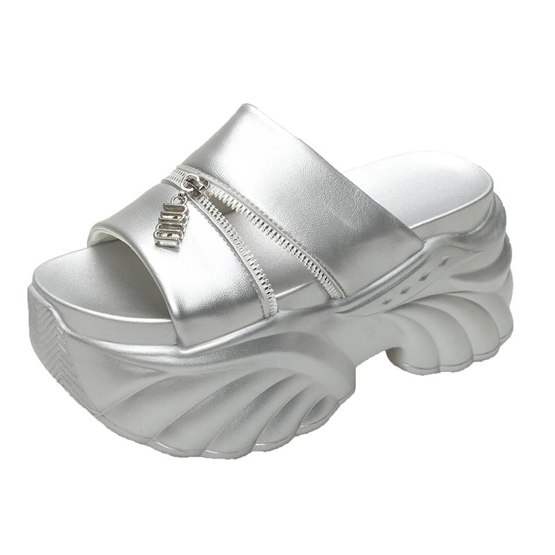 High Platform Sandals Women Wedge High Heels Summer Buckle Crystal Chunky Sandalias Beach Slippers Zapatos Mujer 9CM