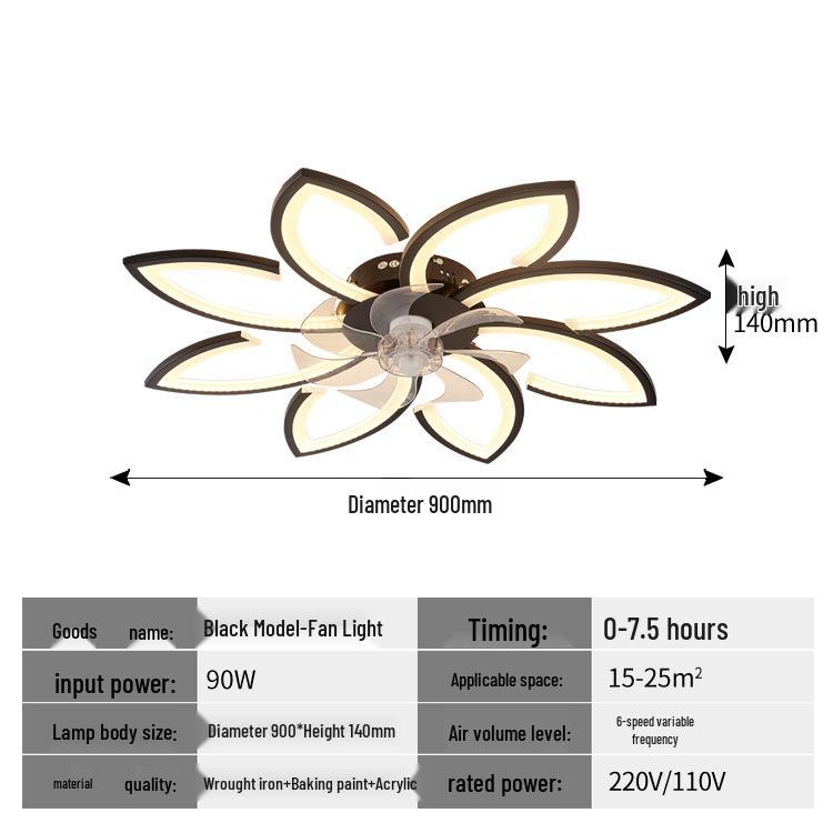Silent Modern Flush Mount Ceiling Fan Light for Living Room/Bedroom