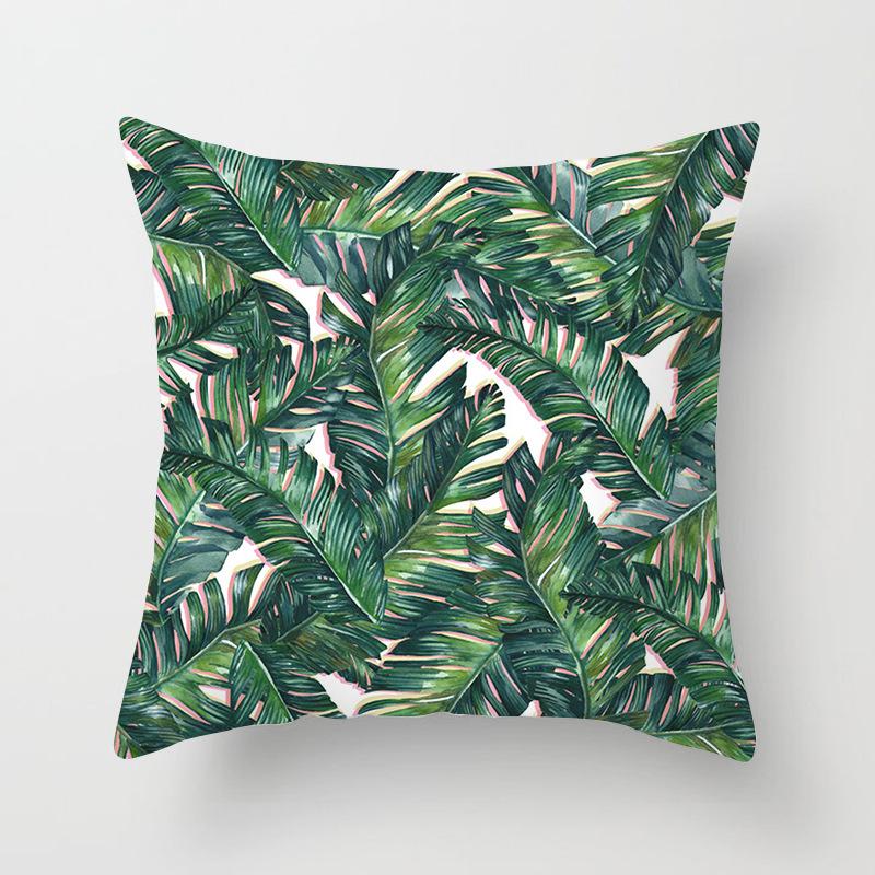 Summer Tropical Floral Cushion Cover Home Decor Office Sofa Pillowcase Green Plant Throw Pillowcase