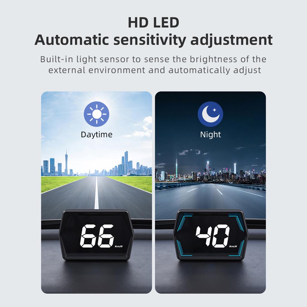 Head-Up-Display, GPS-Tachometer Universelles Auto-Head-up-Display 3 Zoll MPH Geschwindigkeitsmesser mit Kompass Geschwindigkeitsüberschreitungsalarm für