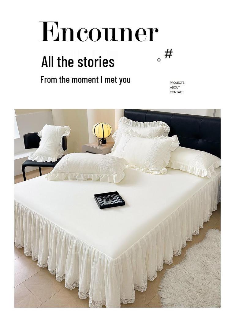 Lace Princess Floor-Length Bed Sheet with Ruffled Hem
