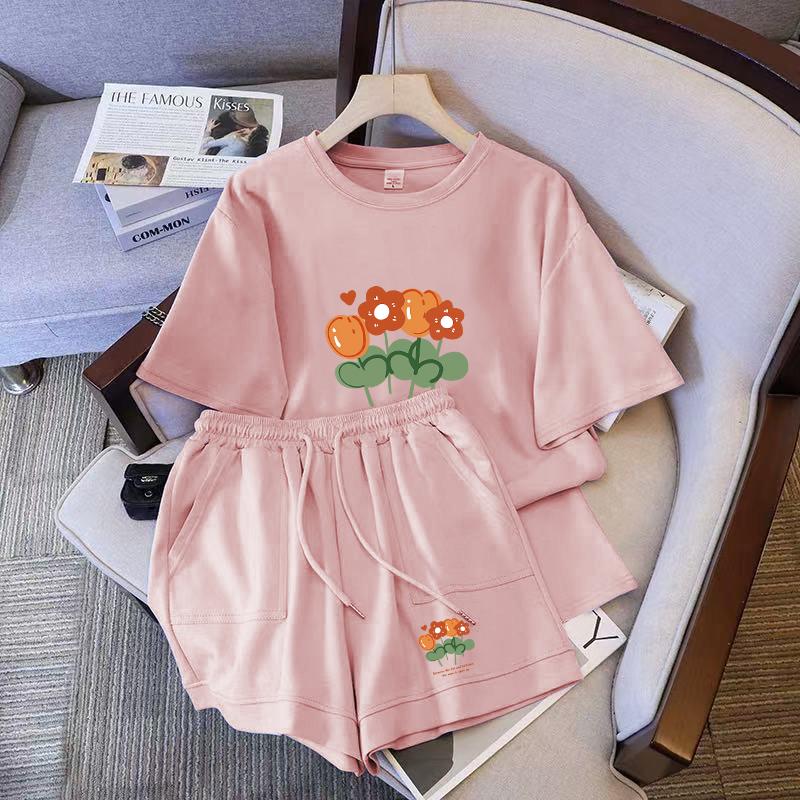 2025 Summer Korean Harajuku Short-sleeve T Shirt and Shorts Y2k Running Two-piece Set Young Girl Academic Style Casual Loose Sports Suits for Women