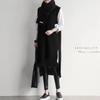 2025 Korean V-neck Sweater Vest Dress: Thick, Knit, Asymmetrical Hem, Autumn/Winter, Medium-Length