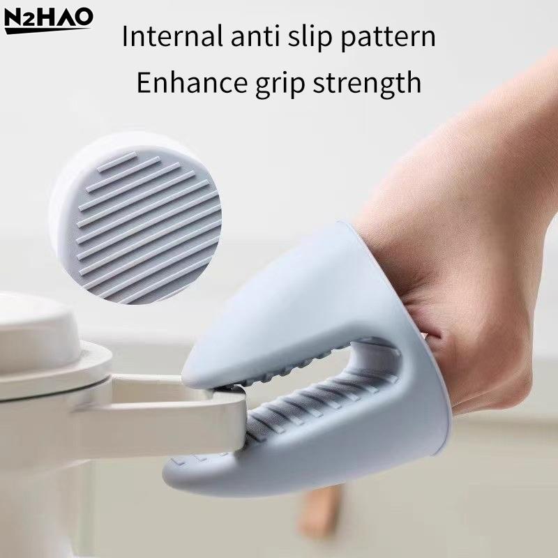 2Pcs Baking Silicone Gloves Oven Mitts Microwave Oven Glove Heat Insulation Anti-slip Bowl Pot Clip Kitchen Glove Heat-resistant