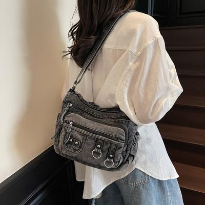 Vintage Multi-Pocket Denim Women's Bag Hand Shoulder Crossbody Bag
