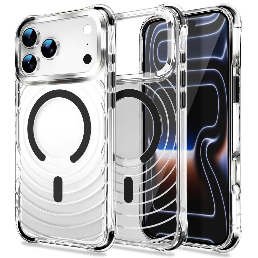 Applicable to iPhone18ProMax mobile phone case Apple 17 airbag transparent magnetic suction 16 four corners anti-drop 15 sets