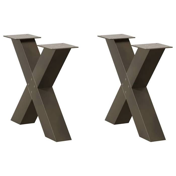 VidaXL Pieds de table basse en forme de X, 2 pièces, acier naturel, 60 x (42-43) cm 4012963