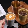 Keep Cold Double-Wall Beer Cups with Handle Hammered Texture Milk Mugs  Drinkware