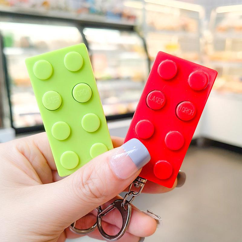 Glow-in-the-Dark Infrared Building Blocks Laser Flashlight Pet Toy Keychain Gift