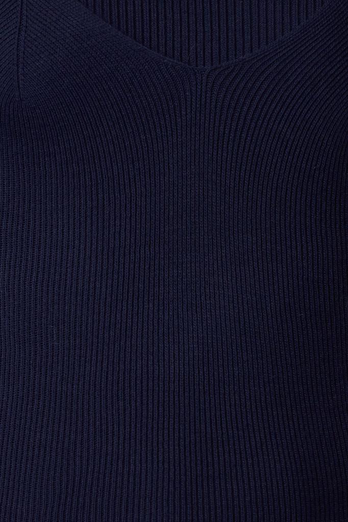 Women's Elegance Style Sweater Navy Blue Basic Double Knitwear Sweater