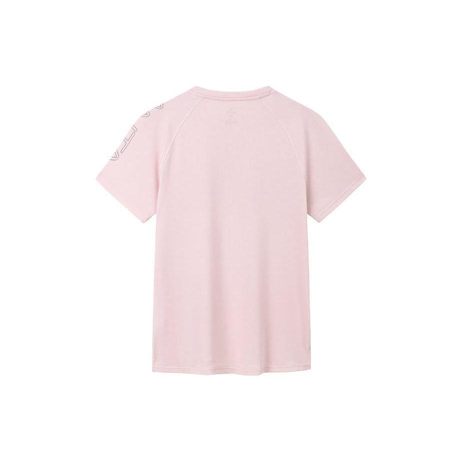 Anta Training Series Letter Logo Print Lightweight Moisture-Wicking Breathable Short Sleeve Raglan T-Shirt Women Tops Soft-Pink 962427103-1