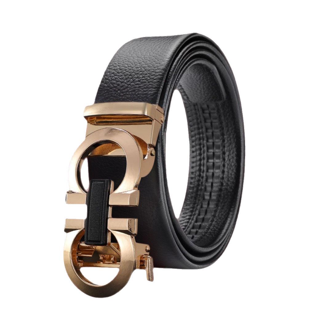 Men's High-End Leather Belt with Automatic Buckle: Durable, Stylish Gift for Young and Middle-Aged Fashion Trends