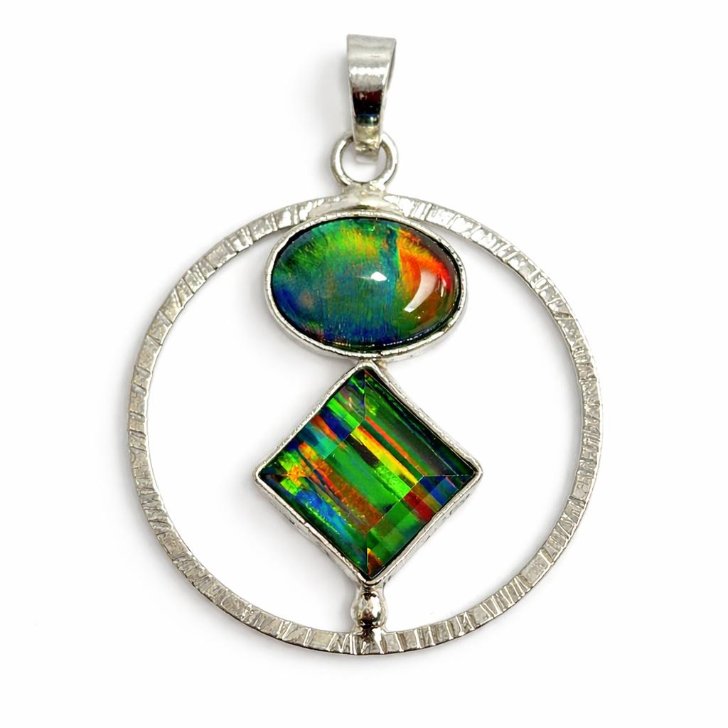 Natural Opal Pendant 36ct 925 Sterling Silver Gemstone Fancy October Birthstone for Gem Collections