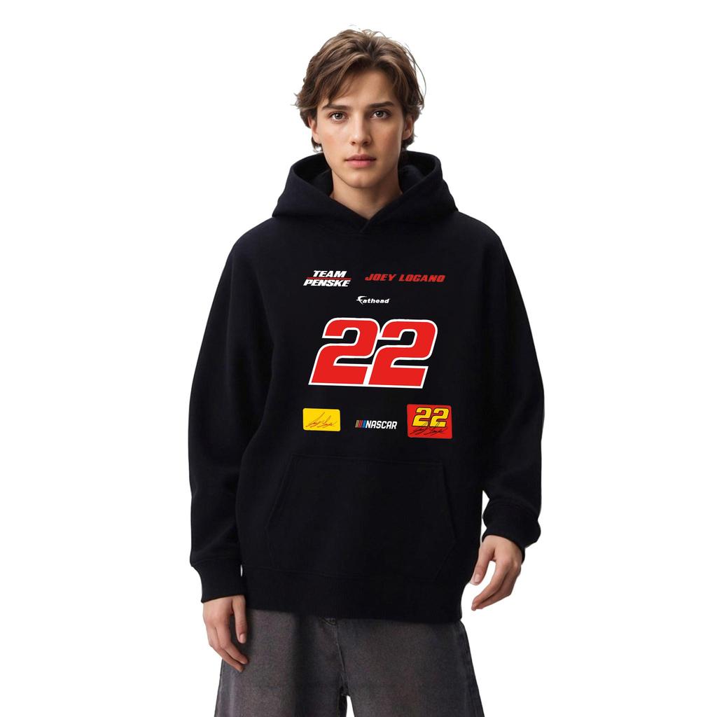 American racing style street printed hooded sweatshirt for men, loose fit for couples, casual and versatile, trendy pullover hoodie