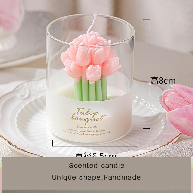 Lover flower scented candle ins atmosphere fragrance gift box tulip bouquet shape scented candle cup