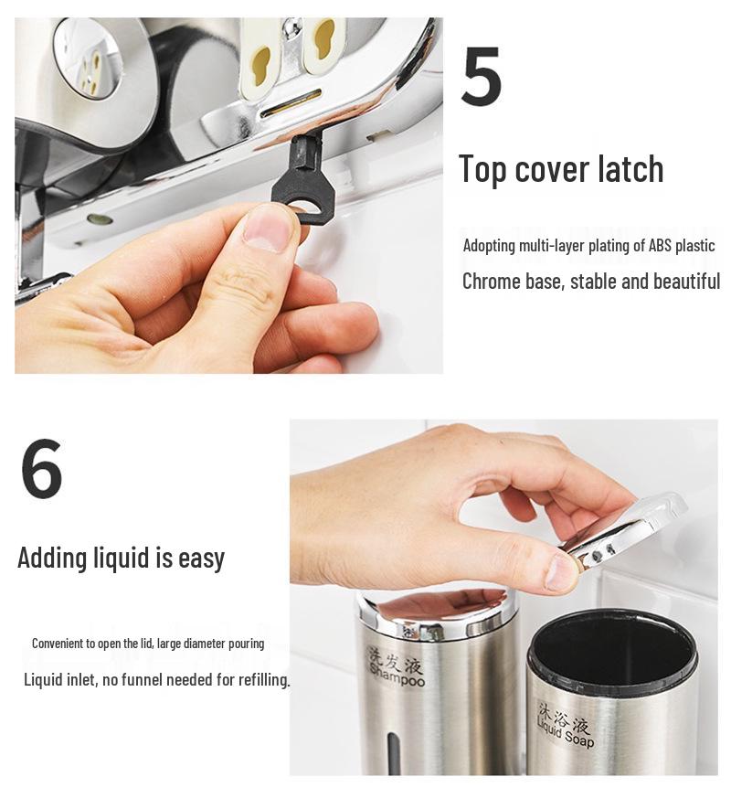 Wall-Mounted Stainless Steel Manual Soap Dispenser for Bathroom